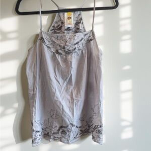 Mimi Chica Gray Camisole with Black Embroidery